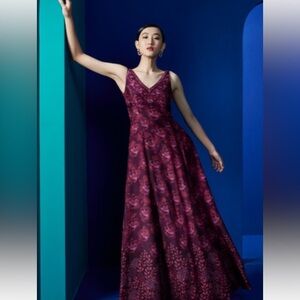 Anita Dongre Burgundy Floral Maxi Dress